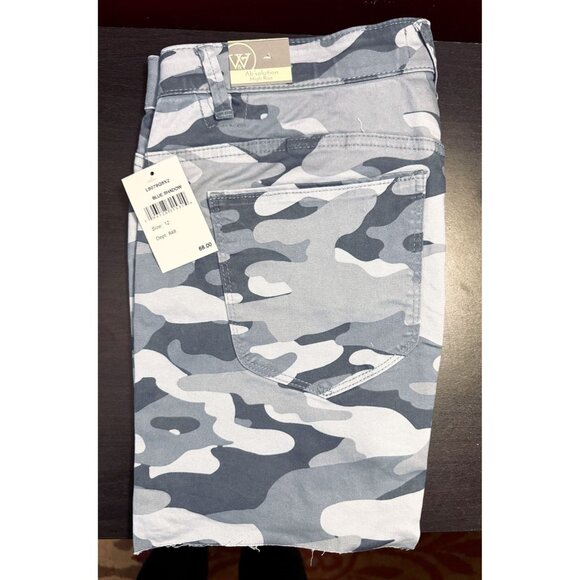 Wit & Wisdom Womens Blue Camo High Waist Ab Solution Raw Hem Shorts Sz 12 New - Picture 5 of 12